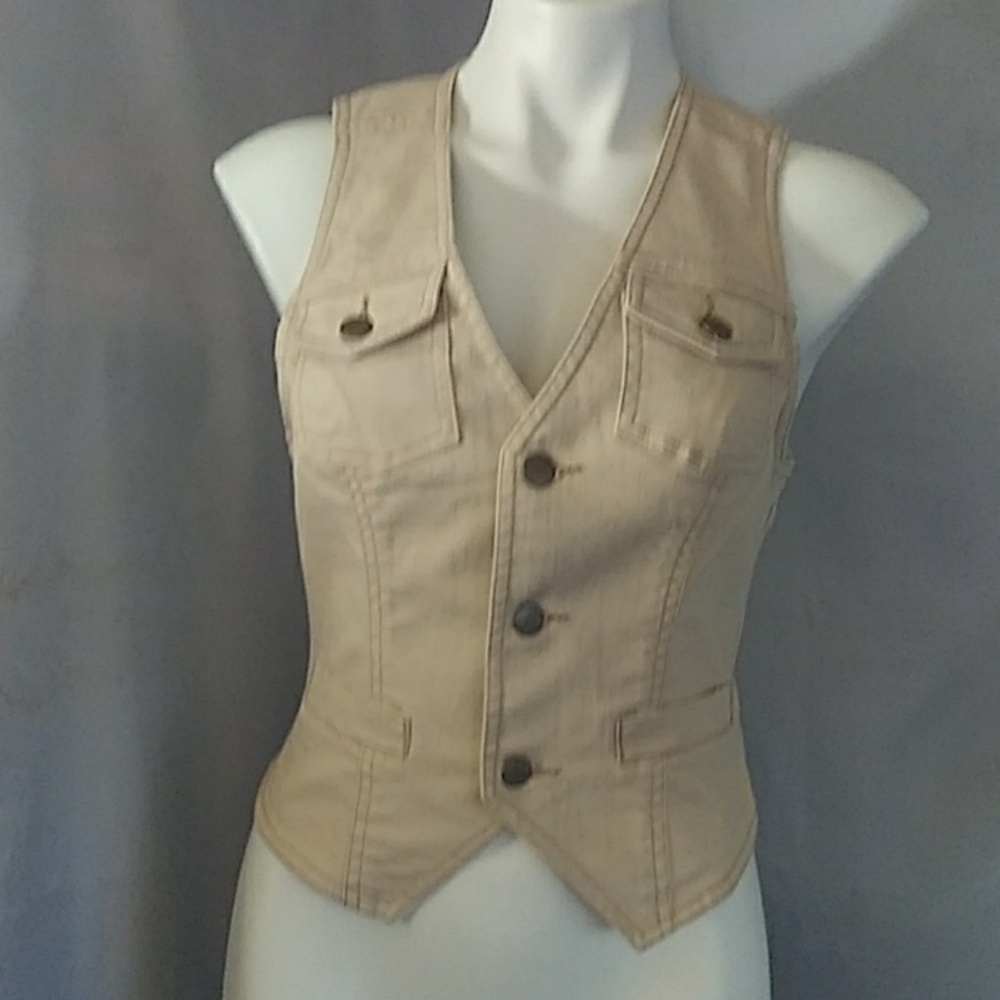 Tan Stretch Denim look Vest